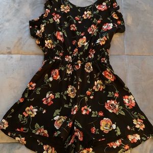 Black floral romper